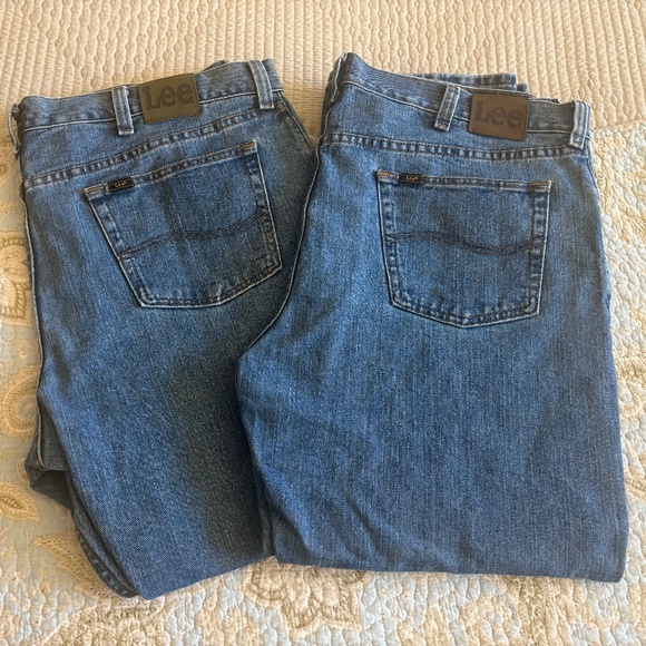 TWO PAIR Men's 44 X 30 Lee 100% Cotton Regular Fit Straight Leg Denim Jeans - Picture 1 of 5